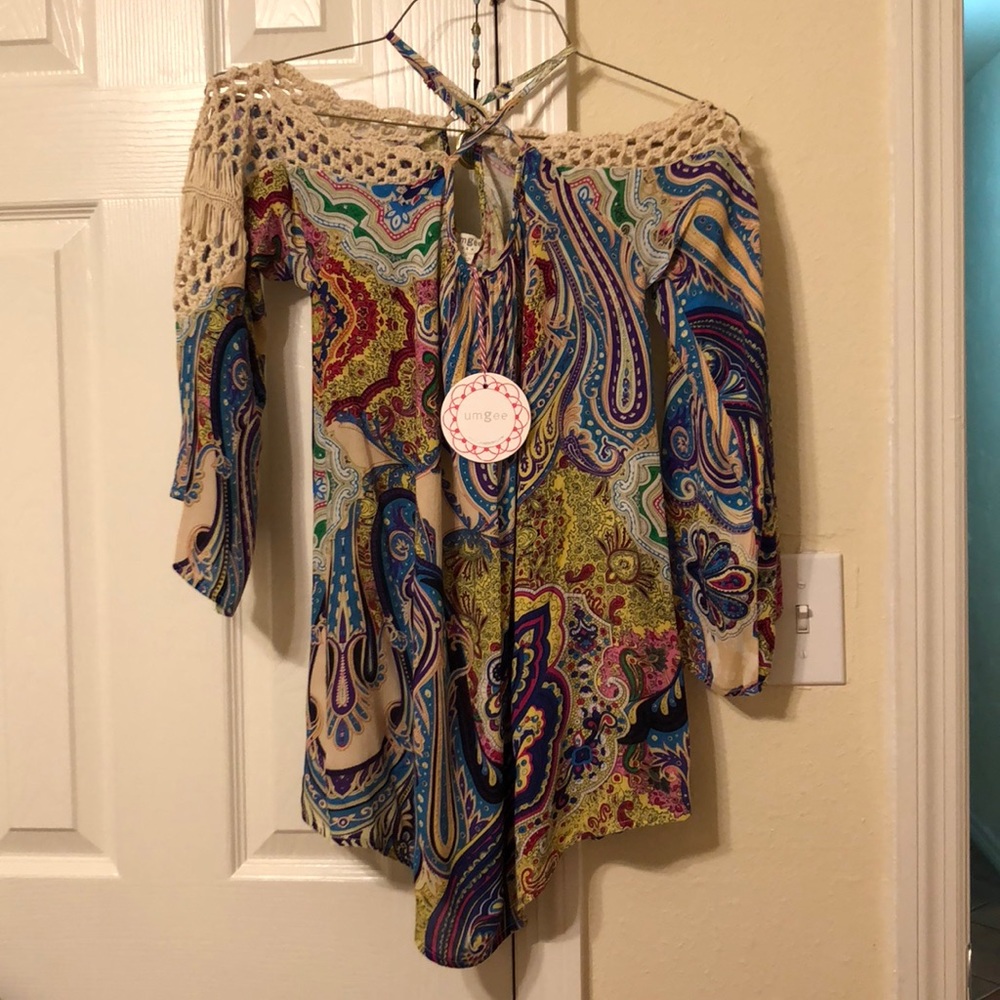Brand new with tag off shoulder top with crochet